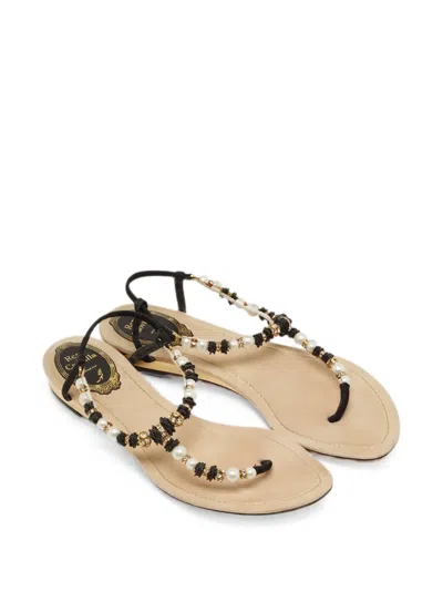 Pre-owned René Caovilla Embellished Thong Flat Sandals In Neutral