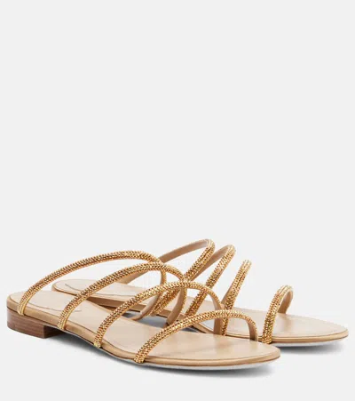 René Caovilla Erin Crystal-embellished Sandals In Gold