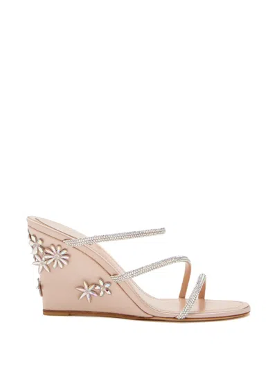 René Caovilla Eva Floral Sandals In Pink