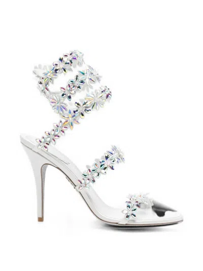 René Caovilla Eva Floral-embellished Sandals In White
