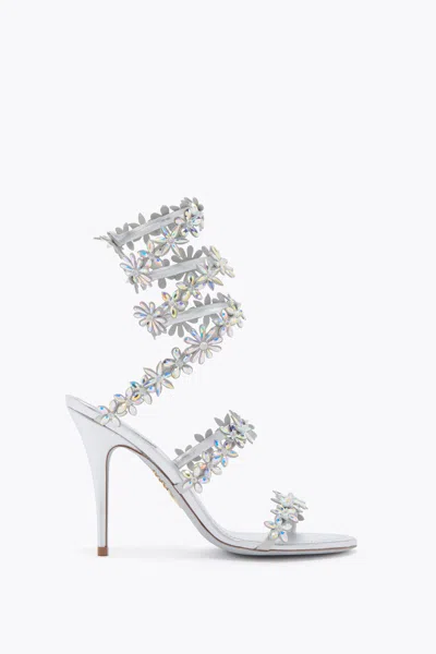 René Caovilla Eva Metallic Silver Sandal 100