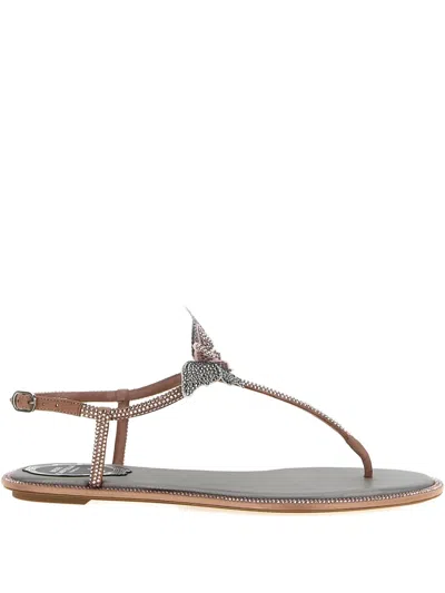 RENÉ CAOVILLA FAIRY BUTTERFLY-EMBELLISHED THONG SANDALS
