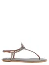 René Caovilla Embellished T-strap Flat Sole Sandals