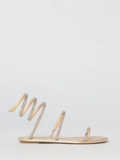 René Caovilla Flat Sandal Rene Caovilla Woman Color Beige In Gold