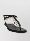 René Caovilla Flat Sandals Adorned Open Toe In Brown