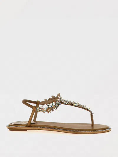 René Caovilla Flat Sandals Rene Caovilla Woman Color Beige In Cream