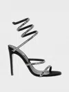 René Caovilla Cleo Black Sandal With Crystal Baguette 105 In Black