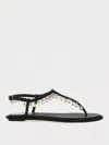 René Caovilla Flat Sandals Adorned Open Toe In Black