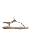 René Caovilla Embellished T-strap Flat Sole Sandals In Gray