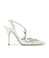 René Caovilla Flora Pointed Pumps In White