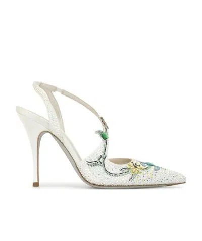 René Caovilla Flora Pointed Pumps In White