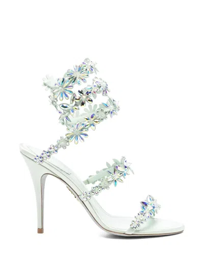 René Caovilla Floral-embellished Heeled Sandals In Multi