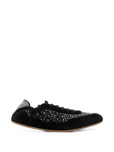 René Caovilla Florence Crystal-embellished Sneakers In Black
