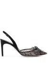 René Caovilla Floriane 80mm Lace Pumps In Black