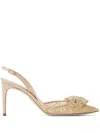 René Caovilla Floriane 80mm Lace Pumps In Neutrals