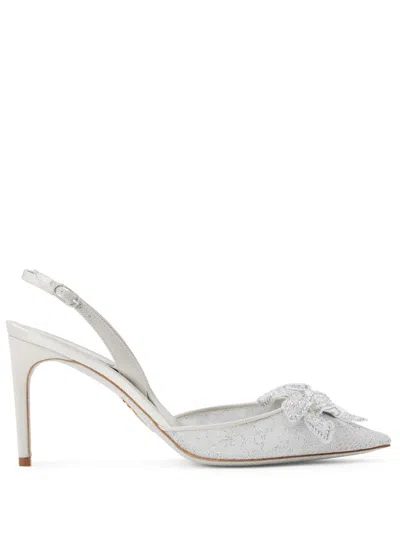 René Caovilla Floriane 80mm Lace Pumps In White