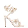 René Caovilla Open Box - Rene Caovilla Floriane Honey Heeled Sandals In Gold Tone/beige