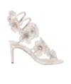 René Caovilla Flower Embellished Ankle Strap Sandals