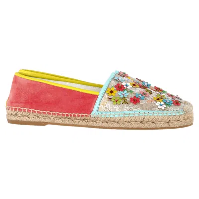René Caovilla Flower-embellished Espadrille Flats In Multicolor Polyester