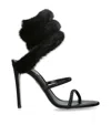 René Caovilla Fur-trim Cleo Sandals 105 In Black
