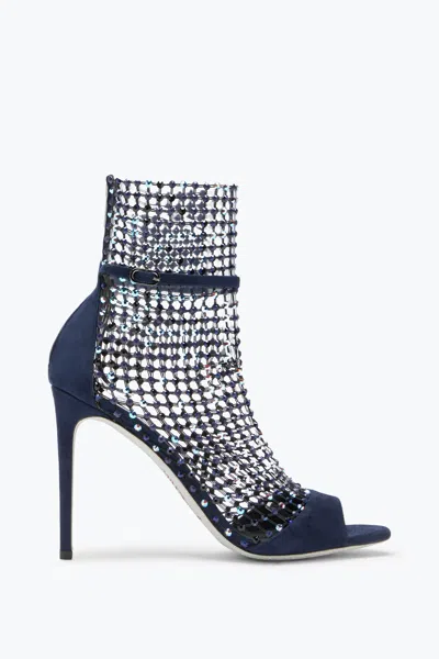 René Caovilla Galaxia Crystal Deep Blue Sandal 105