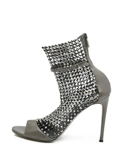 Pre-owned René Caovilla Galaxia Lace Sandals In Grey