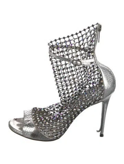 Pre-owned René Caovilla Gg Embossed Leather Sandals