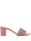 René Caovilla Ginger Suede Mules In Pink