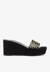 René Caovilla Ginger 75 Wedge Mules In Black