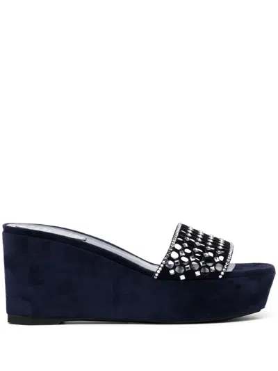 René Caovilla Ginger 75mm Wedge Sandals In Blue