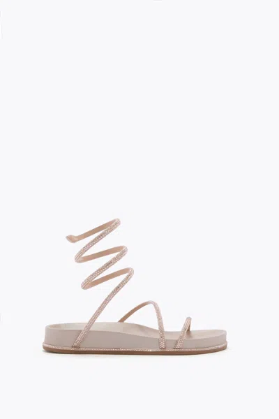 René Caovilla Gisele Nude Flatform Sandal 20 In Brown