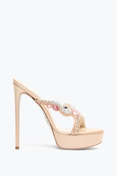 René Caovilla Giulienne Nude Mule Sandal With Platform 130
