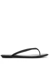 René Caovilla Glass Crystal-embellishmed Leather Flip-flops In Black