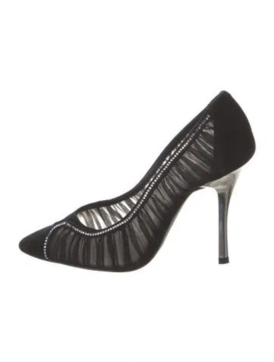 Pre-owned René Caovilla Glitter Accents Pumps In Black