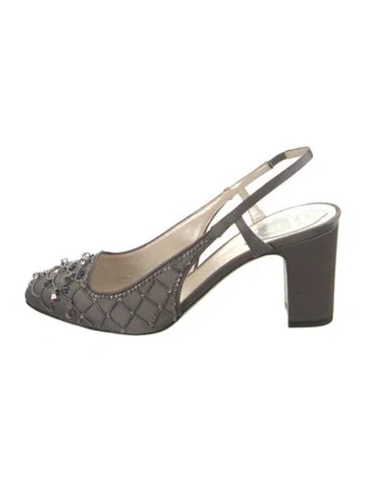 Pre-owned René Caovilla Glitter Accents Slingback Pumps