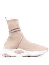 René Caovilla Glitter-wrap Sock-ankle Sneakers In Nude
