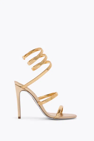René Caovilla Gold Lamb/gold Metal Snake Sandal