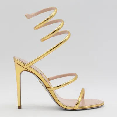 René Caovilla Gold Tone Leather Sandals