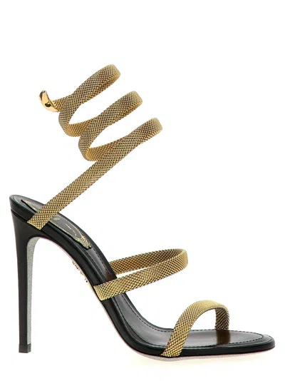 René Caovilla Golden Cleo Open Toe Heels