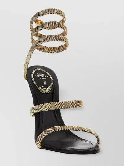 René Caovilla Gold Metal Juniper Sandals