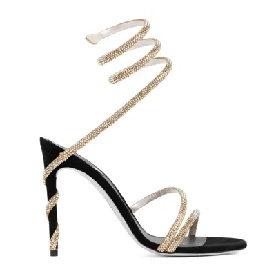 René Caovilla Golden Margot Crystal-embellished Spiral Sandals In Neutral