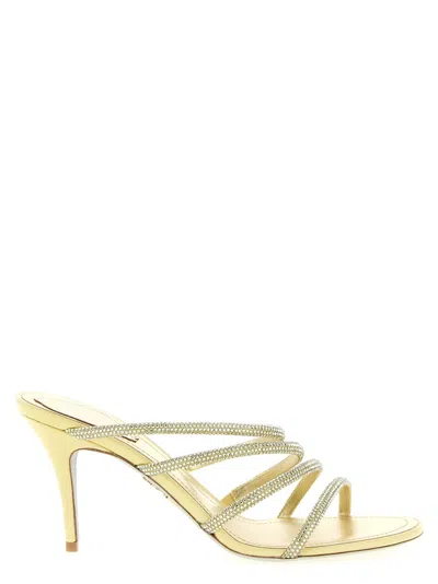 René Caovilla Erin Sandals Open Toe Strappy Embellished In Yellow