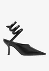 René Caovilla Grace 80 Pointed-toe Leather Pumps In Black