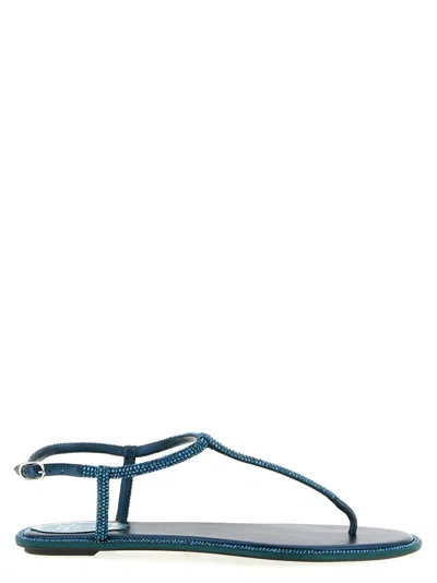 René Caovilla Green Slip On Sandals In Multi