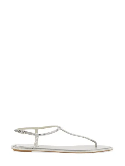 RENÉ CAOVILLA GREY DIANA LOW JEWEL SANDAL