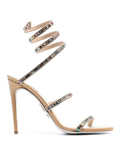 René Caovilla Heeled Crystal-embellished Leather Sandals