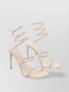 René Caovilla Pink 105 Crystal Embellished Leather Sandals