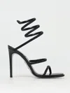 René Caovilla Black Open Toe Heels In Black
