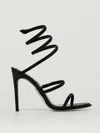 René Caovilla Black Open Toe Heels In Black