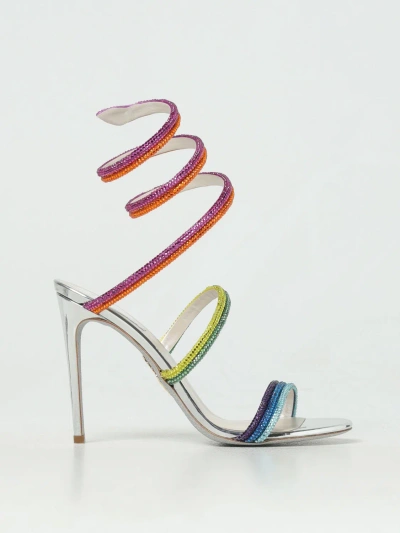 René Caovilla Rainbow 105mm Leather Sandals In Silver